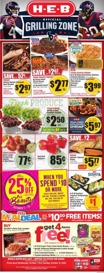 H-E-B Weekly Ad Flyer October 7 to October 13