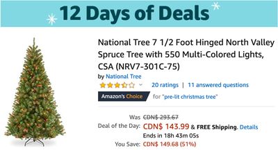 Amazon Canada 12 Days of Holiday Deals: Today, Save 51% on Christmas Trees + 48% on Bones, The Complete Series + 55% off Dragon Ball Super, Parts 1-9 + More Deals