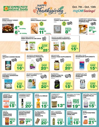 Community Natural Foods Flyer October 7 to 13