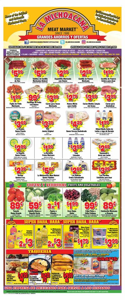 La Michoacana Meat Market Weekly Ad Flyer October 7 to October 20