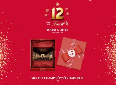 Lindt Chocolate Canada Holiday 12 Days Of Holiday Deals: Today, Save 50% off Champs-Élysées Dark Box