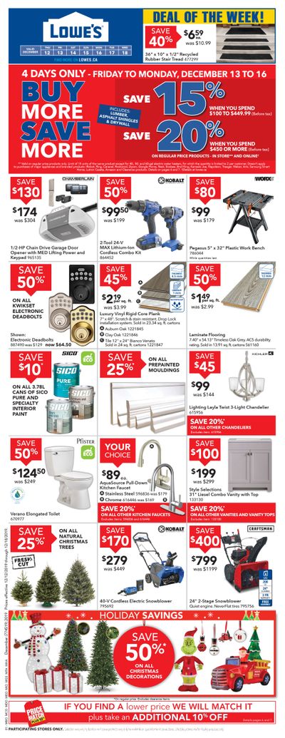 Lowe's Flyer December 12 to 18