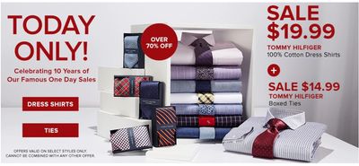 Hudson’s Bay Canada Holiday One Day Sale: Today, Save 73% off Tommy Hilfiger Dress Shirts for $19.99 + 77% off Calvin Klein Silk Boxed Ties
