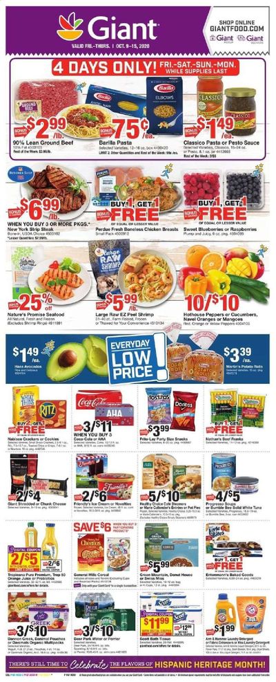 Giant Food Weekly Ad Flyer October 9 to October 15