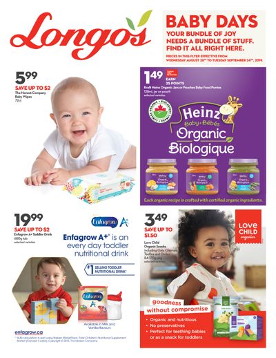 Longo's Baby Flyer August 28 to September 24