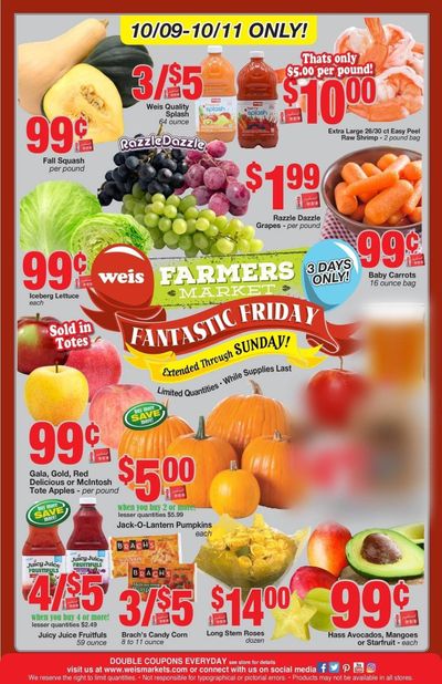 Weis Weekly Ad Flyer October 9 to October 11
