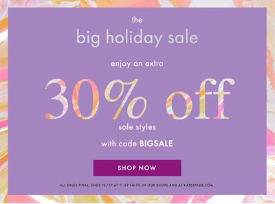 Kate Spade The Big Holiday Sale: Save an Extra 30% off Sale Styles with CouponCode!
