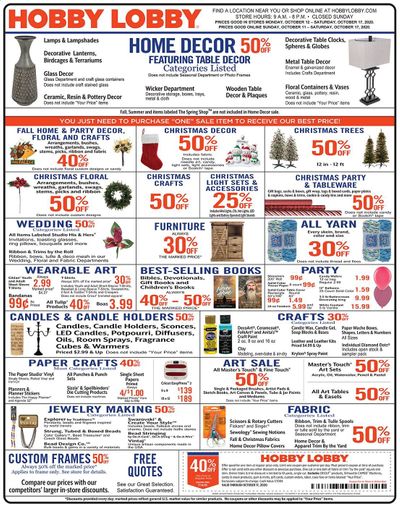 Hobby Lobby Weekly Ad Flyer October 11 to October 17