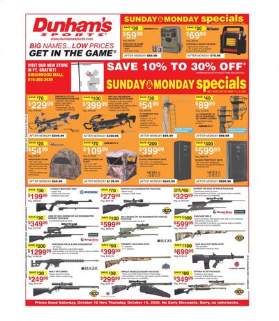 Dunham's Sports (MI) Weekly Ad Flyer October 10 to October 15