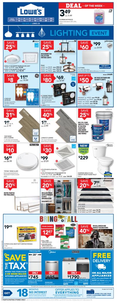 Lowe's Flyer October 15 to 21