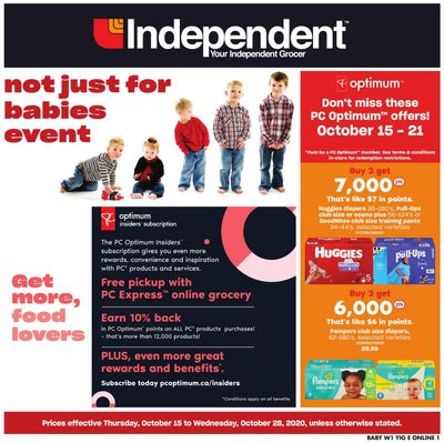 Independent Grocer (ON) Baby Flyer October 15 to 28