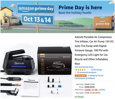 Amazon Canada Prime Day Deals: Today Is Last Day, Save 46% off Portable Air Compressor + 53% on Huggies Little Movers Diapers + More Offers