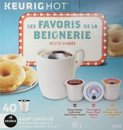 Donut Shop Donut Favorites Varied Box of Recyclable K-Cup Capsules Certified for Keurig Coffee Maker, Box of 40 on Sale for $ 14.88 (Save $ 6.82) at Amazon Canada