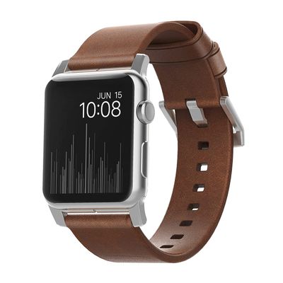 Nomad Traditional Leather Strap for Apple Watch 42/44mm - Brown/Silver On Sale for $19.95 at Bestbuy Canada