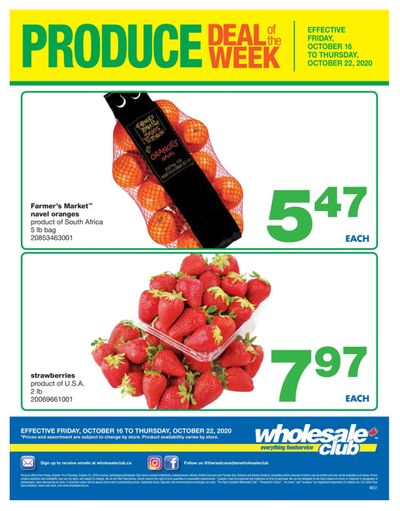Wholesale Club (West) Produce Deal of the Week Flyer October 16 to 22