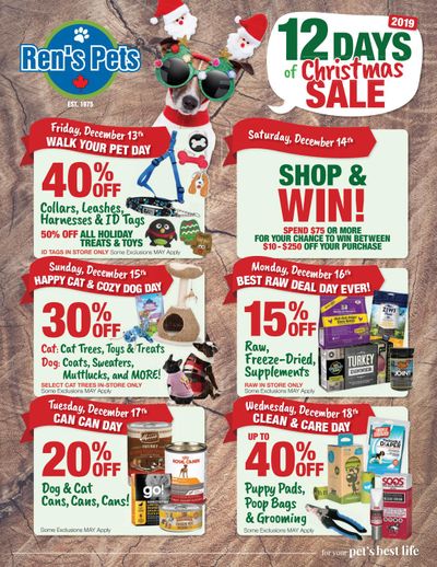 Ren's Pets Depot 12 Days of Christmas Sale Flyer December 13 to 24