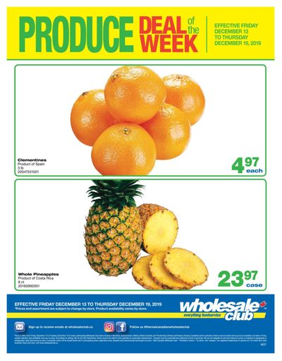 Wholesale Club (West) Produce Deal of the Week Flyer December 13 to 19