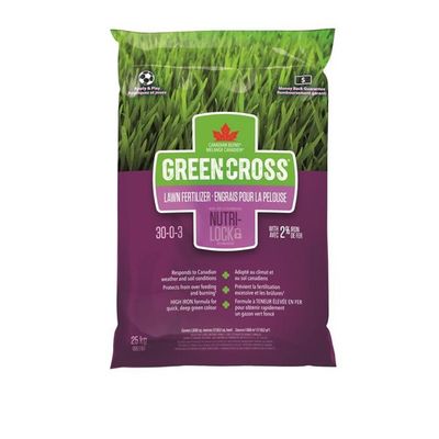 Green Cross 25-kg Lawn Fertilizer with Nutri-Lock Technology and 2% Iron (30-0-3) On Sale for $14.99 (Save $10.00) at Lowe's Canada