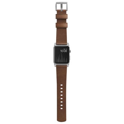 Nomad Traditional Leather Strap for Apple Watch 42/44mm - Brown/Silver On Sale for $19.95 at Best Buy Canada