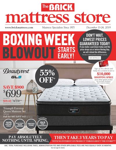 The Brick Mattress Store Flyer December 13 to 24