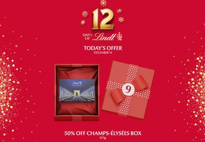 Lindt Chocolate Canada Holiday 12 Days Of Holiday Deals: Today, Save 50% off Champs-Élysées Box + 35% off all Christmas Items & Gift Boxes