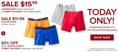 Hudson’s Bay Canada Holiday One Day Sale: Today, Save 62% on 2-Pack, Calvin Klein & Tommy Hilfiger Underwear + 40% on Socks