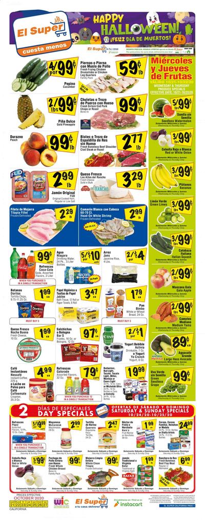 El Super (AZ, CA, NM, NV, TX) Weekly Ad Flyer October 21 to October 27