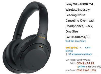 Amazon Canada Deals: Save on Sony WH-1000XM4 Wireless Noise-Canceling Headphones, for + More Offers