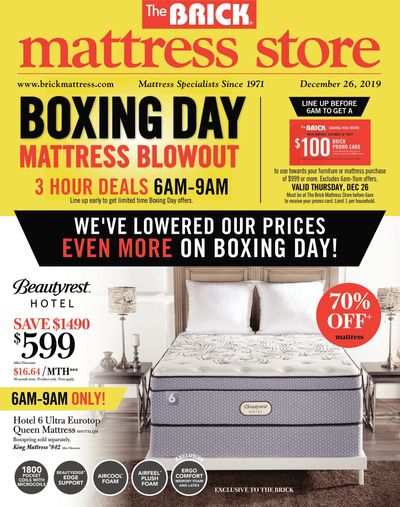 The Brick Mattress Store Boxing Week Blowout Flyer December 25 to January 2