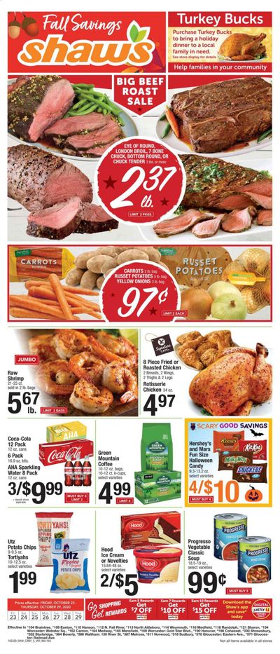 Shaw’s (MA, ME, NH, RI, VT) Weekly Ad Flyer October 23 to October 29