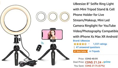 Amazon Canada Deals: Save 57% on UBeesize 8″ Selfie Ring Light + 40% on Resistance Bands Set + More Offers