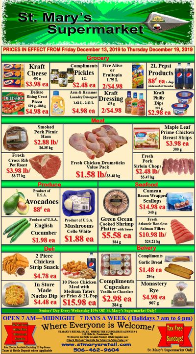 St. Mary's Supermarket Flyer December 13 to 19