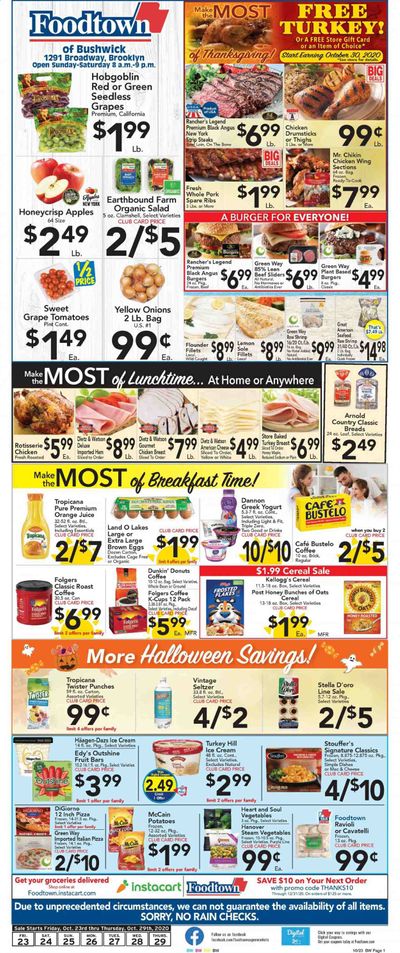 Foodtown (NJ, NY, PA) Weekly Ad Flyer October 23 to October 29