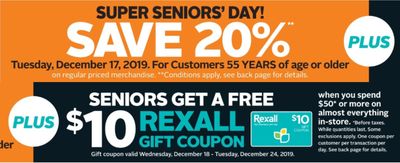 Rexall Pharmaplus Canada Super Bonus Seniors’ Day Deals: Save 20% Off + FREE $10 Rexall Gift Coupon