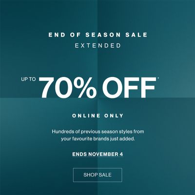 Extended: Up to 70% Off Online! ENDS NOV 4TH!