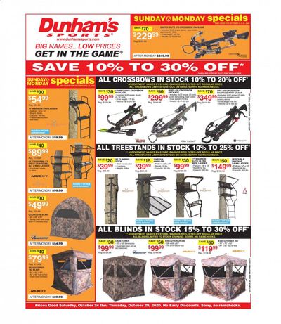 Dunham's Sports (MI, PA, WI) Weekly Ad Flyer October 24 to October 29
