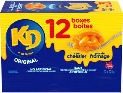 Kraft Dinner Original Macaroni & Cheese 225g, Pack of 12 On Sale for $ 8.88 (Save $ 4.67) at Amazon Canada