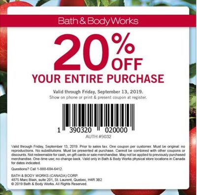 Bath & Body Works Canada Deals: Save 20% Off your Entire Purchase with Coupon + $13.95 Candles + More