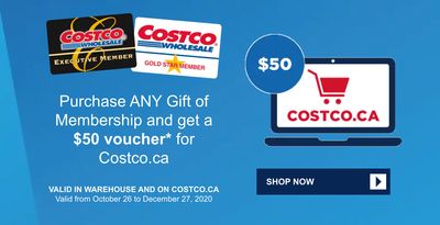 Costco Canada Promotions: Get a FREE $50 Online Voucher When You Purchase Any Costco Gift of Membership