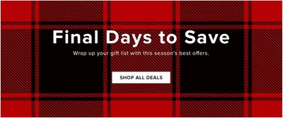Hudson’s Bay Canada Final Days to Save Promotions: Save 50% off Women’s Coats & Jackets, Sleepwear & Robes + 40% off Small Appliances.