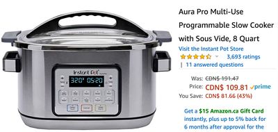 Amazon Canada Deals: Save 43% on Instant Pot Programmable Slow Cooker + 29% on Honeywell Home Water Leak Detector + More Offers