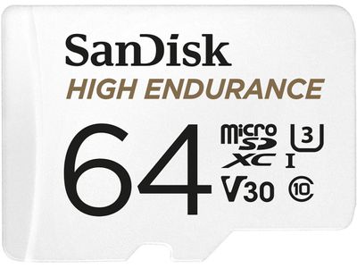 SanDisk 64GB High Endurance microSDHC C10, U3, V30, 4k UHD Memory Card with Adapter On Sale for $19.99 (Save: $10.00) at Newegg Canada