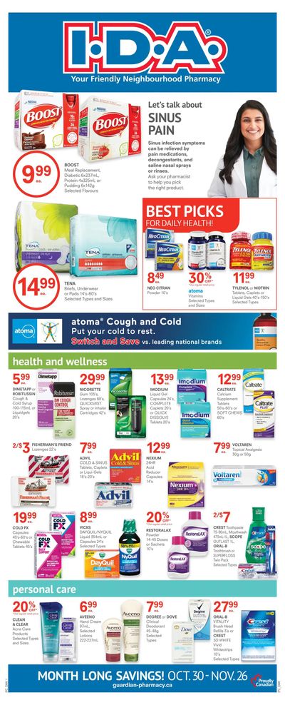 I.D.A. Pharmacy Flyer October 30 to November 26