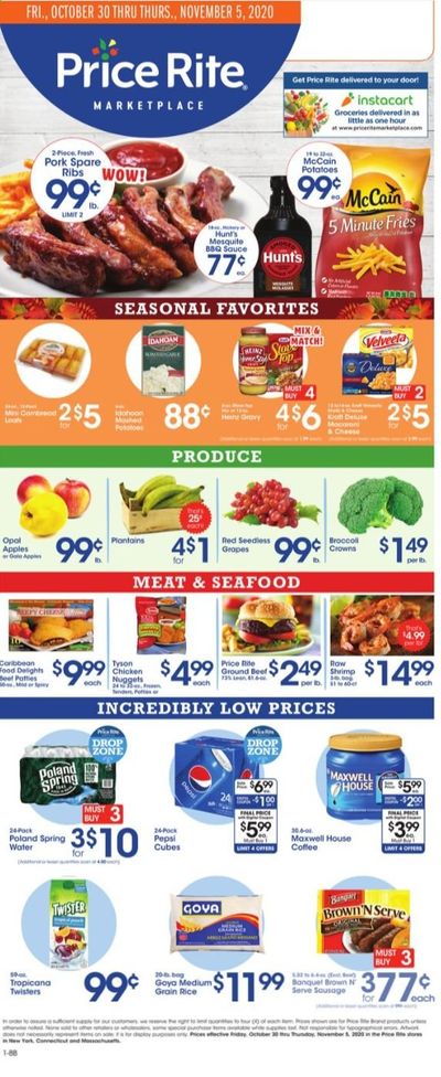 Price Rite (CT, MA, MD, NH, NJ, NY, PA, RI) Weekly Ad Flyer October 30 to November 5