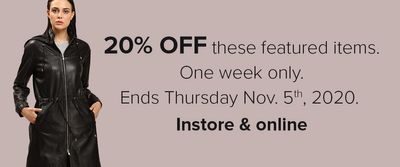 Extra 20% Off. One week only, ENDS NOV 5TH