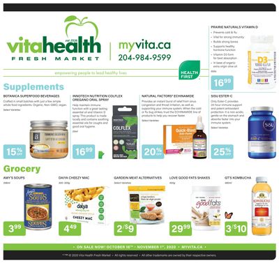 Vita Health Fresh Market Flyer October 16 to November 1