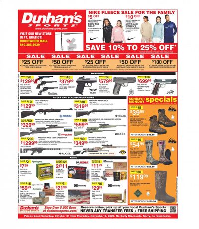 Dunham's Sports (MI) Weekly Ad Flyer October 31 to November 5