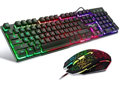 BAKTH Multiple Color Rainbow LED Backlit Mechanical Feeling USB Wired Gaming Keyboard and Mouse Combo for Working or Game For $33.99 At Amazon Canada
