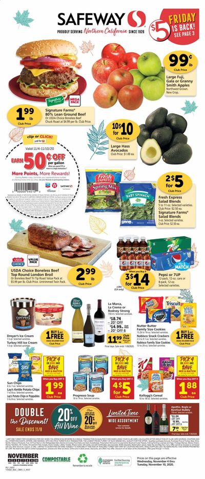 Safeway (AZ, CA, CO, HI, MD, NE, OR, VA, WA) Weekly Ad Flyer November 4 to November 10