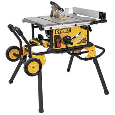 DEWALT 15 amp Corded 10-inch Portable Table Saw with Rolling Stand On Sale for $699.00 (Save $150.00) at Home Depot Canada